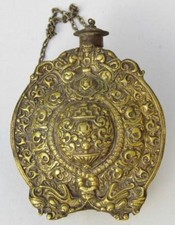 Rare Antique 18th Century Powder Flask Balkan Russian Orthodox Brass & Silver