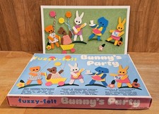 Vintage Retro 70's Fuzzy - Felt "Bunny's Party" Set Complete Boxed - Free UK P&P