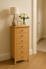 Chest of Drawers Narrow Tallboy 5 Drawer Pine Bedroom Storage Cabinet Pine