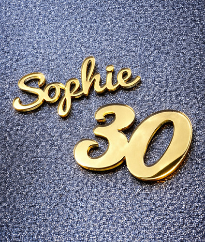 Personalised gold mirror cake - gold,