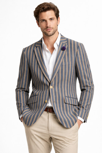 Blue beige striped - blue, boating