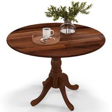 Kitchen Dining Table Round Wooden Dining Table With Curved Trestle Legs 4-person