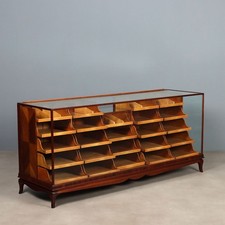 Vintage Cabinet Mahogany Glass Design Italy 1940s-1950s Original