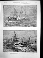 Antique Print Admiral Bairds Fleet Hms Rodney Captured Ships Falmouth 1889 19th