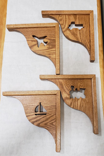 Vtg oak shelf brackets - oak,