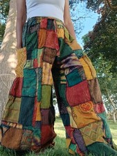 Bohemian Tie Dye Cotton Random Unique Patchwork Harem Pants Ladies Mens Trousers