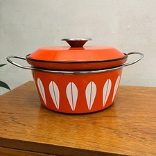 Cathrineholm Mid-Century Orange Enamel Casserole Pot With Lid