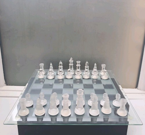 Large glass chess set 38cm - glass,