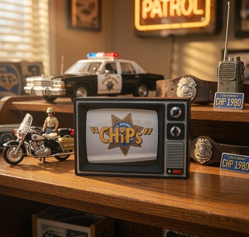Chips retro display stand - chips, tv