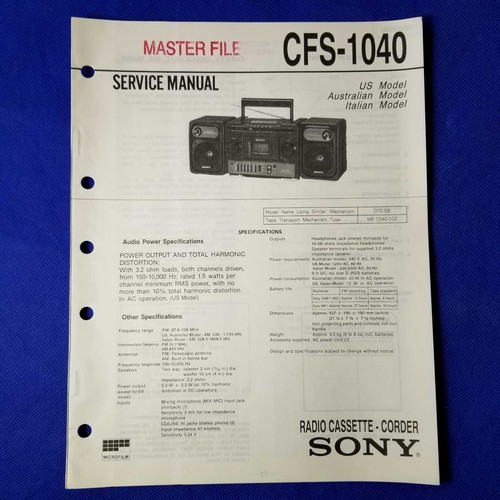 Sony cfs 1040 service manual - sony,