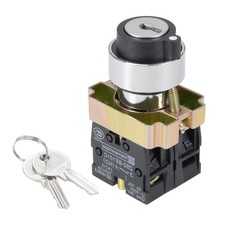 22mm 3 Positions Key Locking Push Button Switch with Key DPST New