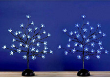 37cm LED Cherry Blossom Twig Tree Christmas Decoration  White & Blue Lights