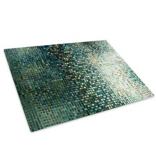 Retro Green Squares Glass Chopping Board Kitchen Worktop Saver
