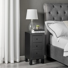 **Seconds** Lexi Small Slimline Black 3 Drawer Mirrored Bedside Table