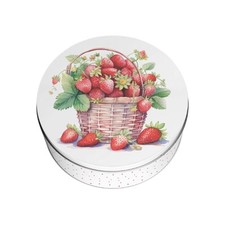 Strawberry Basket Small Cake Tin - Round Kitchen Storage Container Gift