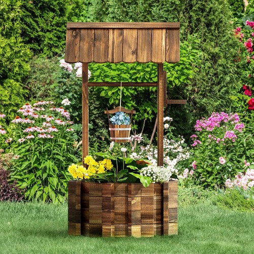 Wooden wishing well planters - wooden,