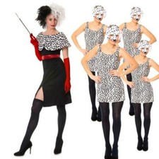 Cruella De Ville Dog Lady 101 Dalmatian Wig Gloves Fancy Dress Costume Glove Wig