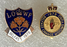 Belfast Loyal Orange Widows Fund - Metal Enamel Badges - 1978 & 1979