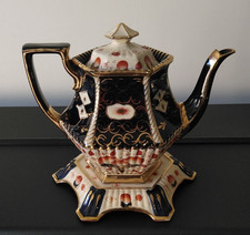 Antique Lingard Webster & Co Hand Painted Imari Pattern Teapot and Stand c. 1900