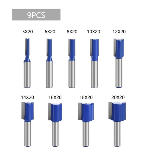 Straight router bit set - straight, flush