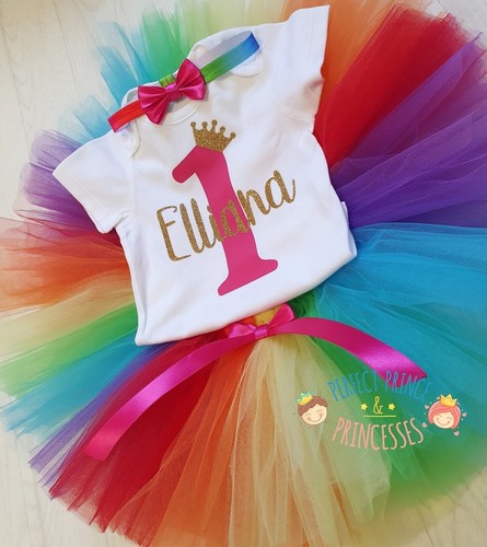 Rainbow baby girls tutu - , cake