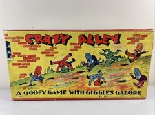 Rare 1930’s-1940s CRAZY ALLEY Game Board & Box Only No Pieces Vintage