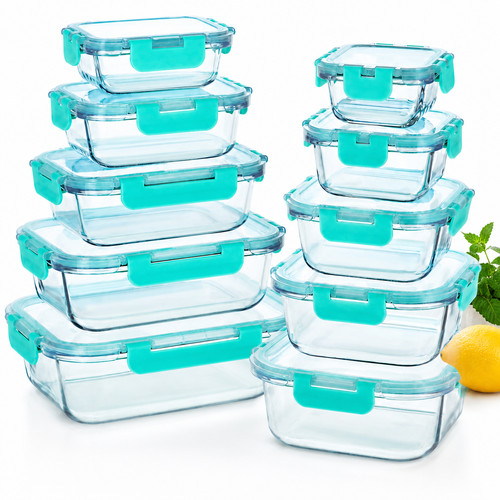 Glass meal prep containers set - glass,