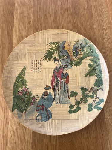 Vintage woven bamboo plate - bamboo,