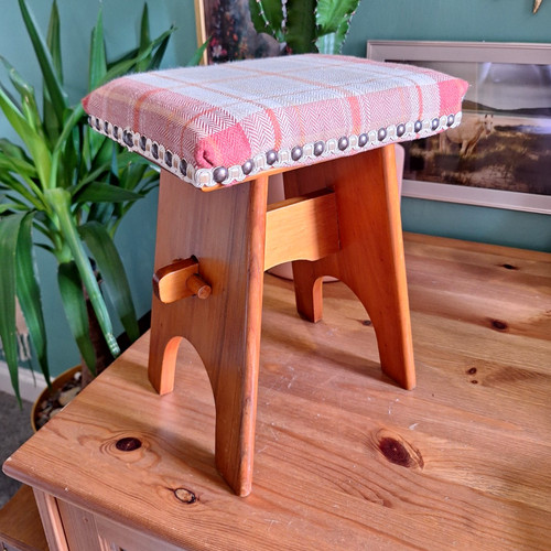 Vintage wooden stool with - wooden,