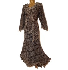 Ann Balon mother of the bride outfit size XL 16 18 wedding brown Italian lace UK