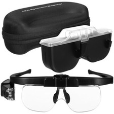 USB Rechargeable Headband Magnifier Magnifying Glass with LED Light Hands Free