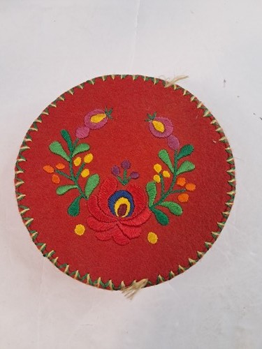 Vintage hand embroidered red - hand,