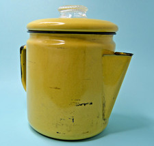 yellow enamelware coffee pot percolator