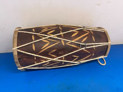 Vintage handmade wood dhol - vintage,