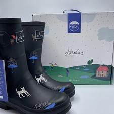 NWT Joules Rain Boots Molly Welly Mid Rain Boots Cats & Dogs Umbrellas Size 6