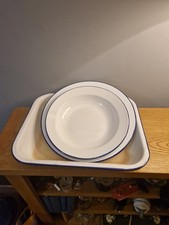 Blue and white enamelware - blue,