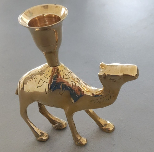 Brass camel figure candlestick - camel,