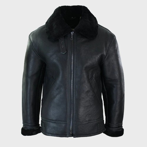 Men black shearling leather - men's,