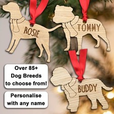 Personalised Dog Decoration - Christmas Tree gift present - Various Pet Breeds