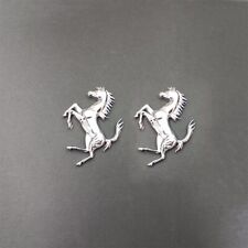 Ferrari Prancing Horse Chrome Silver Badge Copper Set Emblem 7*4.8CM(Fit Many)