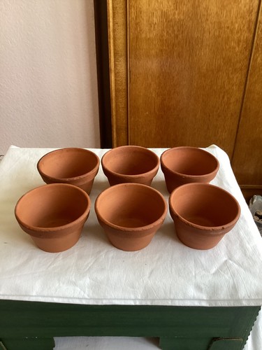 Six vintage terracotta shallow - terracotta,