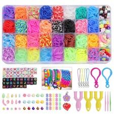 4800Pcs Loom Bands Kit Loom Rubber Bands DIY Bracelet Making Craft 32-Color Girl