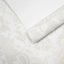 White Damask Wallpaper Floral