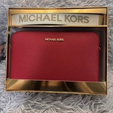 NIB! Michael Kors Jet Set Crimson Crossbody Bag W/Detachable Logo Webbing Strap
