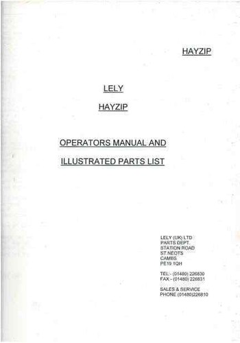 Lely tedder hayzip - lely, operators
