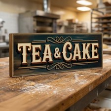 Tea Cake Sign  Vintage Style