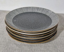 x6 Tesco Fox & Ivy Nero Stoneware Dinner Plates Ceramic 27cm Black White