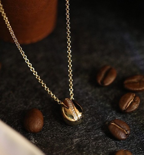 Coffee bean pendant - coffee, cz