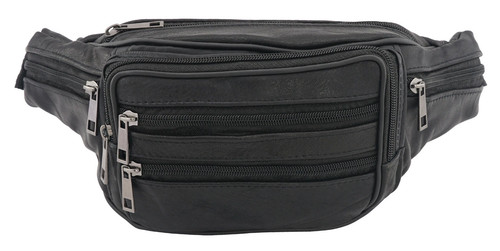 Leather bum bag - leather, black