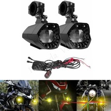 2x LED Auxiliary Fog Light For BMW Harley Honda Night Riding Off-Road Dirt Bike